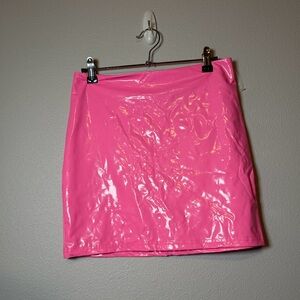 Sexy pleather miniskirt pink small